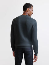 Pull col rond teddy kaki foncé
