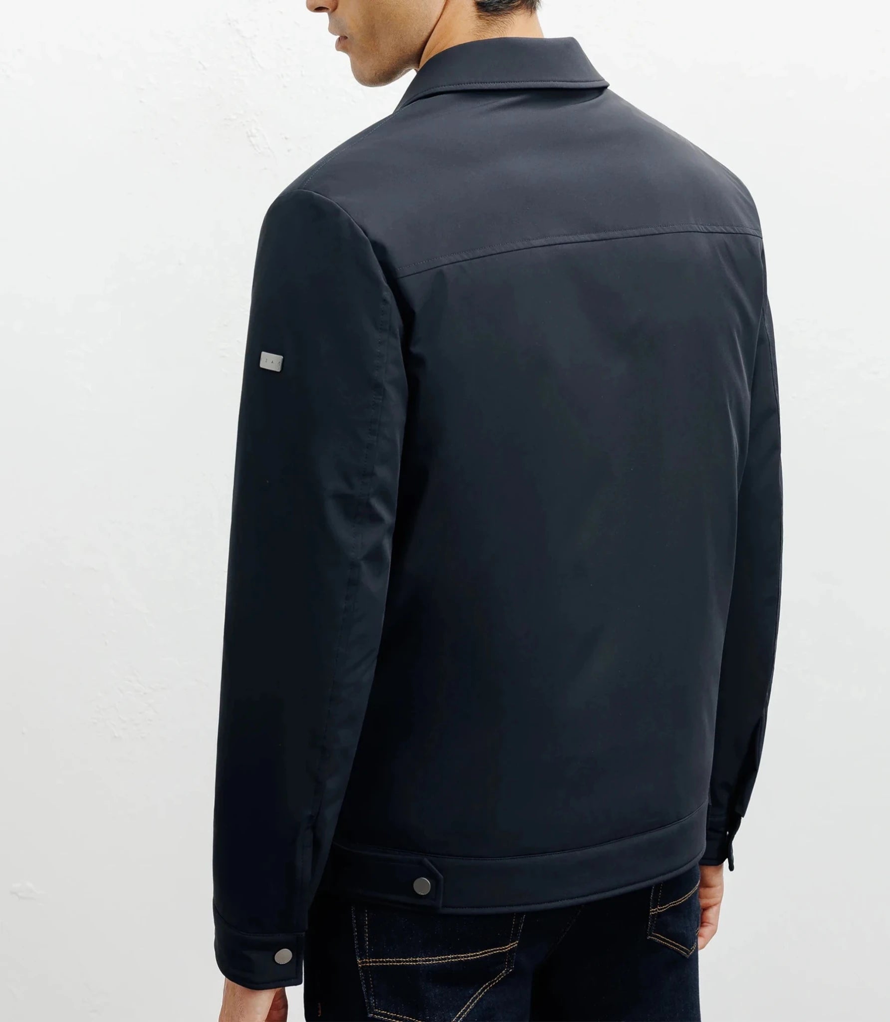 Navy shirt collar jacket
