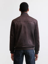 Dark brown suede stand-up collar jacket