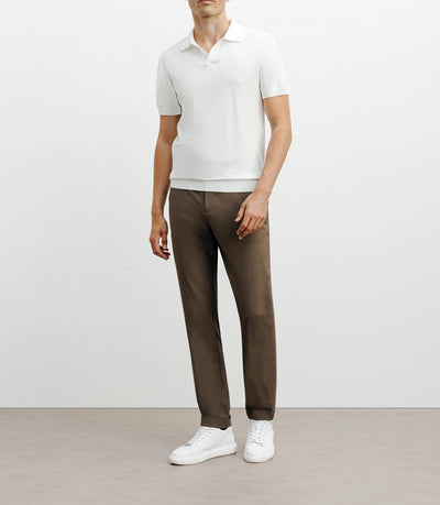 Open-neck polo shirt in ecru knit