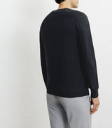 Black round-neck wool sweater