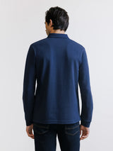 Polo manches longues col boutonné marine
