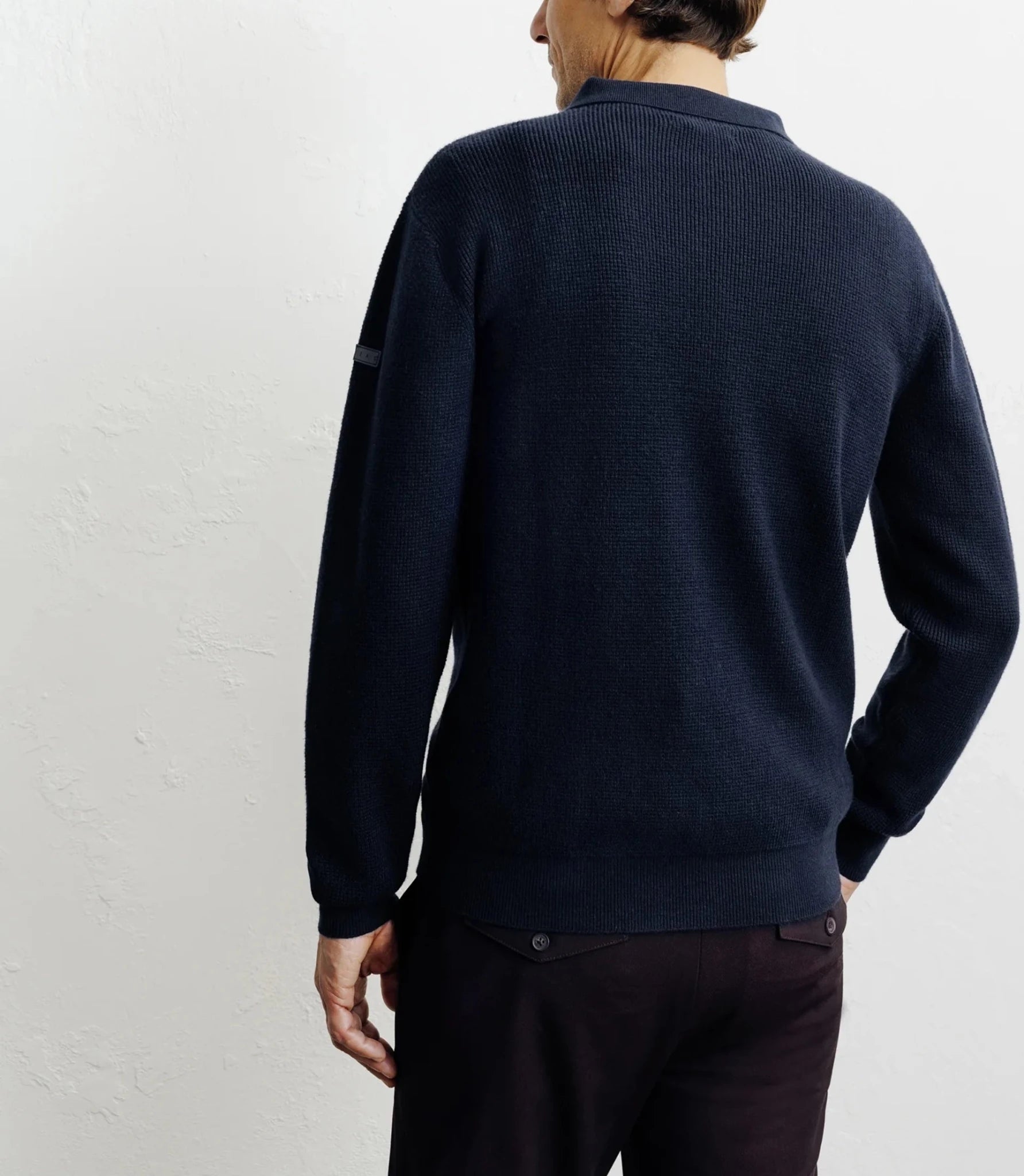 Pull col polo ouvert marine - IZAC