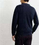 Pull col polo ouvert marine