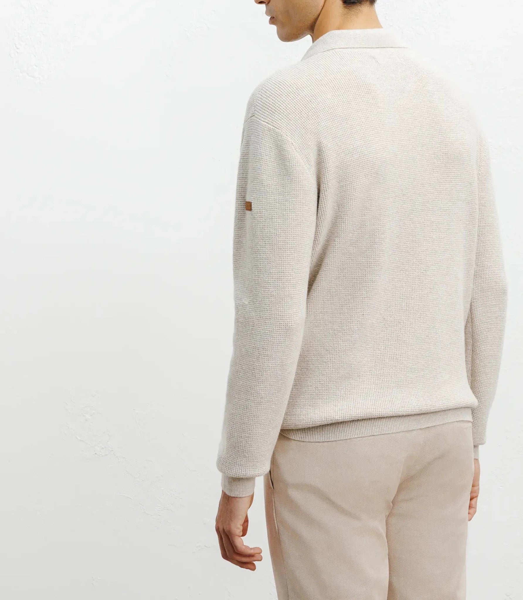 Pull col polo ouvert beige