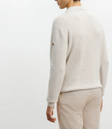 Beige open polo-neck sweater