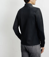 Long-sleeved button-down polo shirt, black