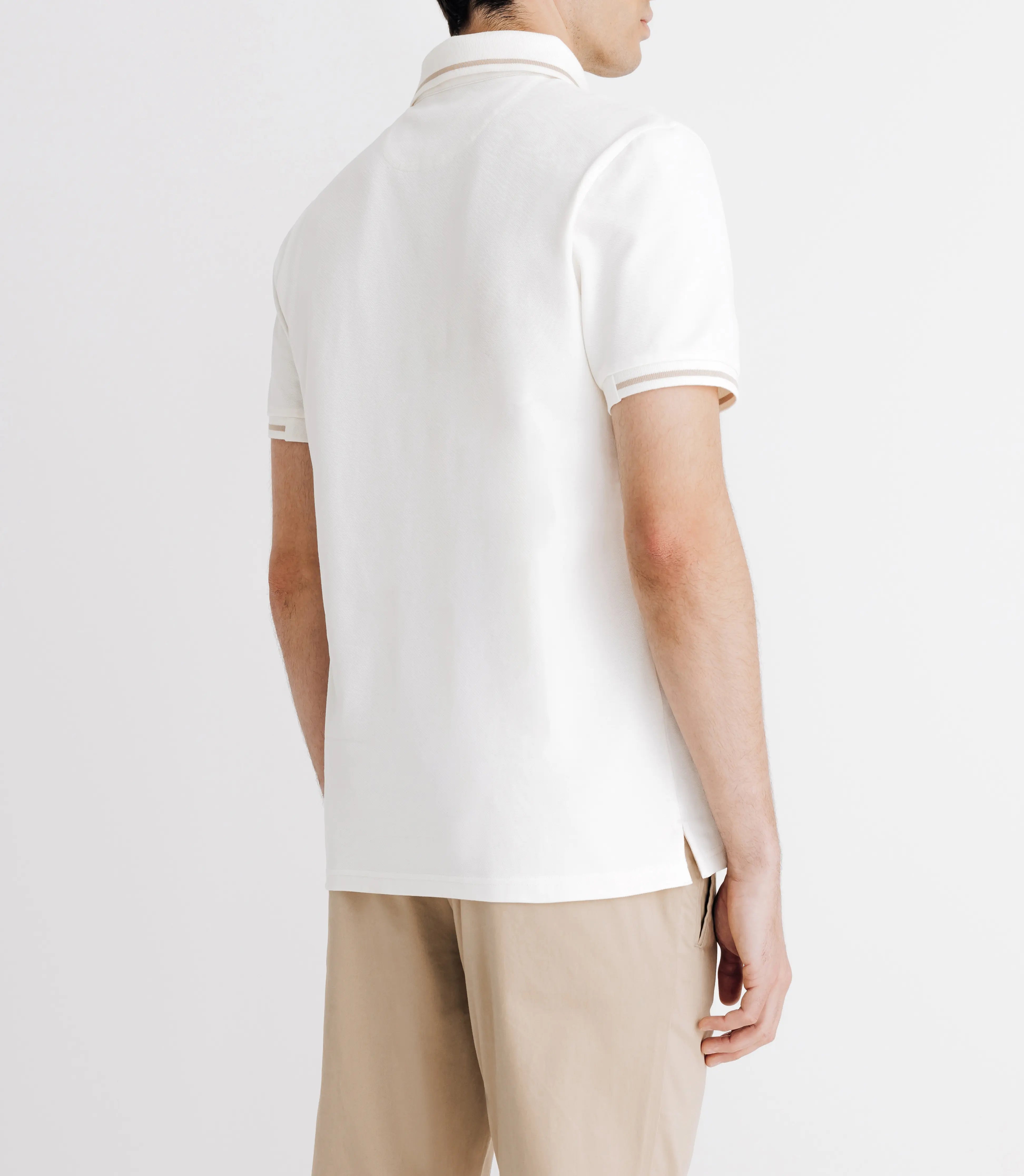 Polo avec rayures sur le col écru - IZAC