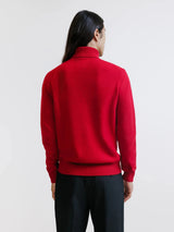 Pull en laine col roulé rouge foncé