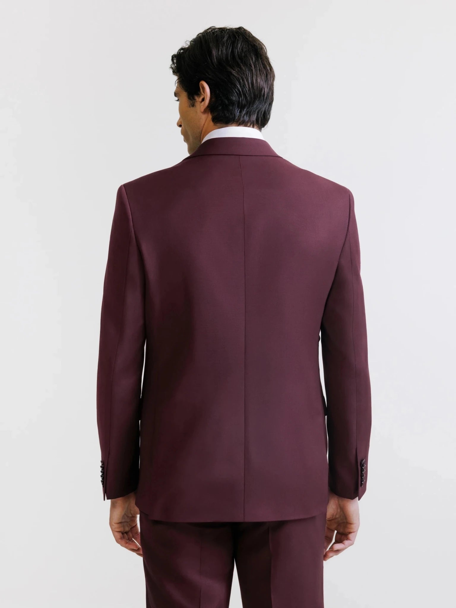 2-button suit in plum wool