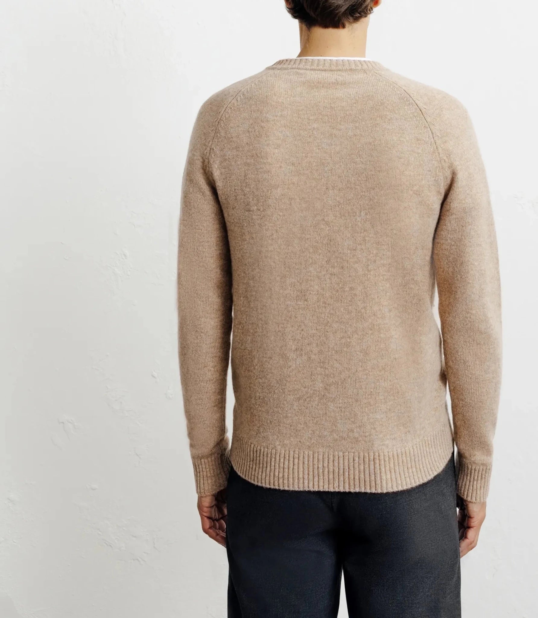 Pull en laine col rond beige - IZAC