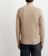 Beige round-neck wool sweater