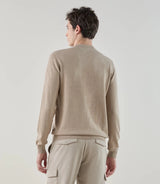 Pull col rond avec poche bi - matière beige - IZAC