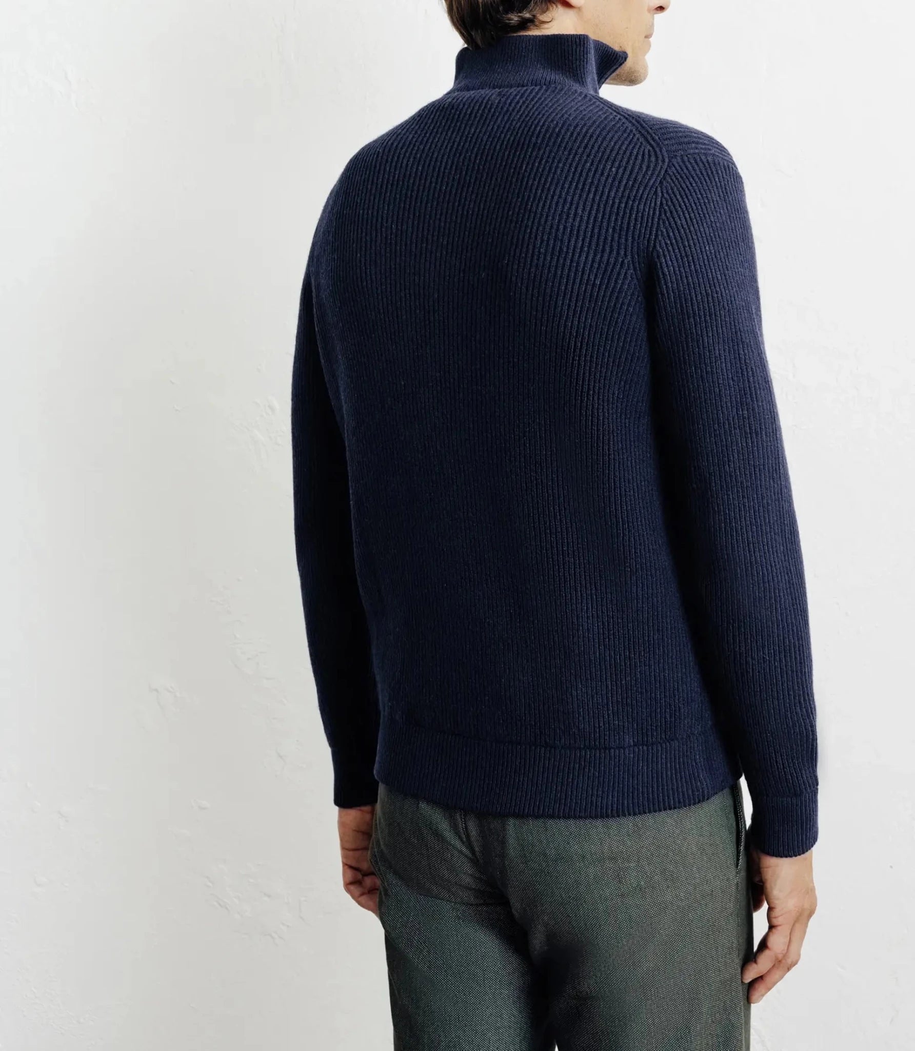 Pull en laine col camionneur marine - IZAC