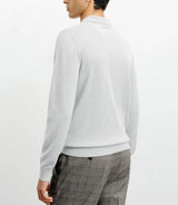 Pull col polo en laine mérinos gris