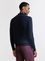 Pull demi zippé mérinos marine