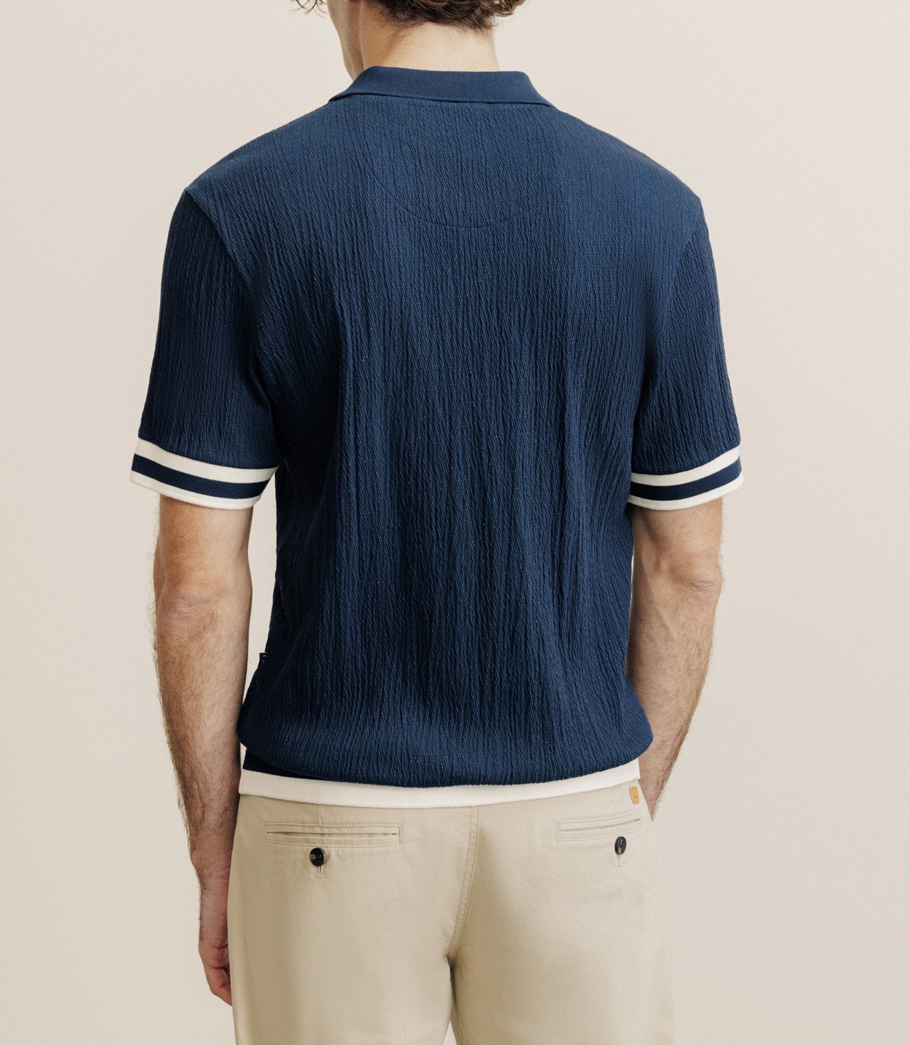 Polo boutonné en jersey marine - IZAC