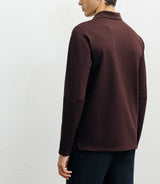 Polo shirt open collar long sleeves burgundy f