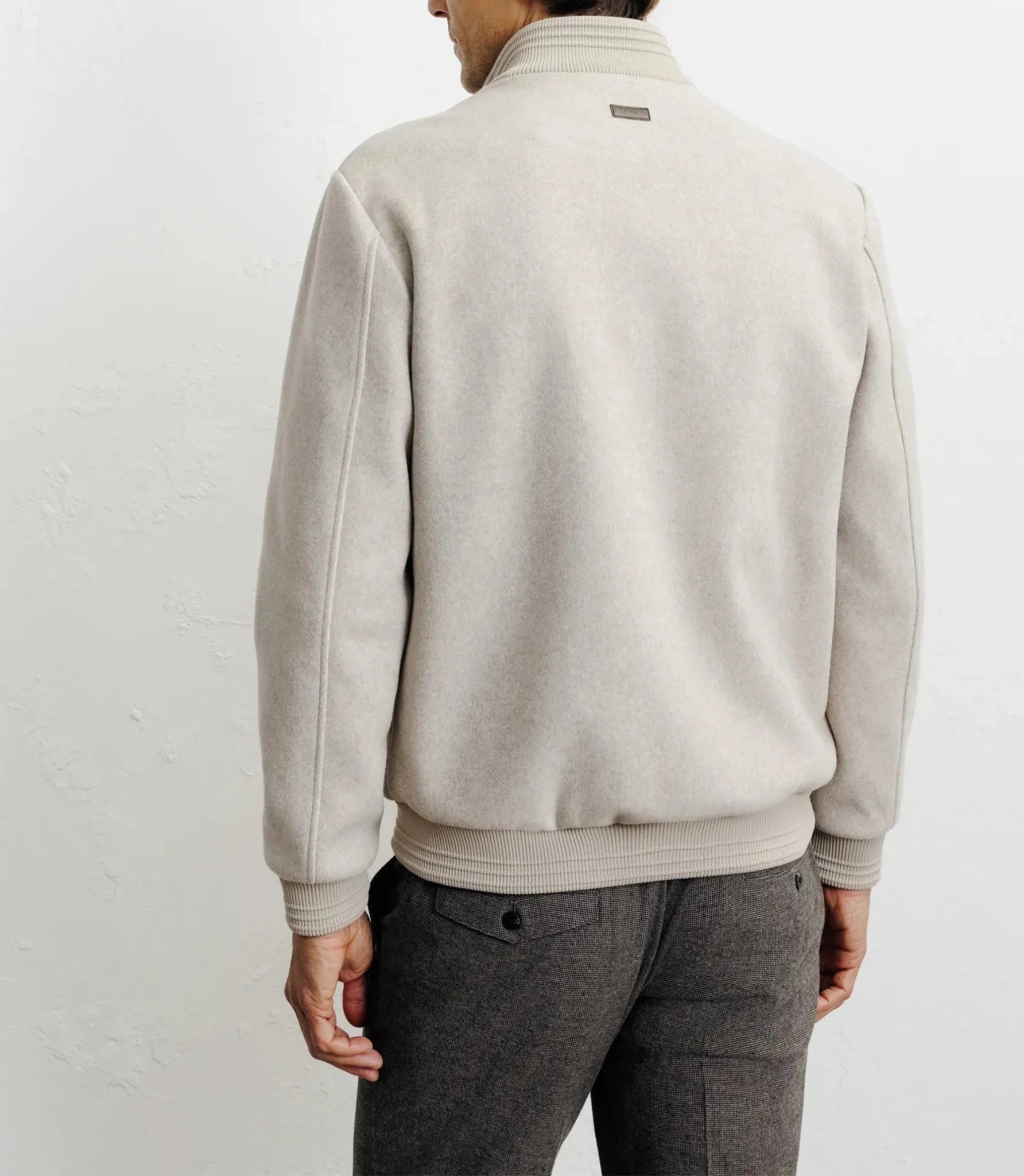 Beige stand-up collar jacket