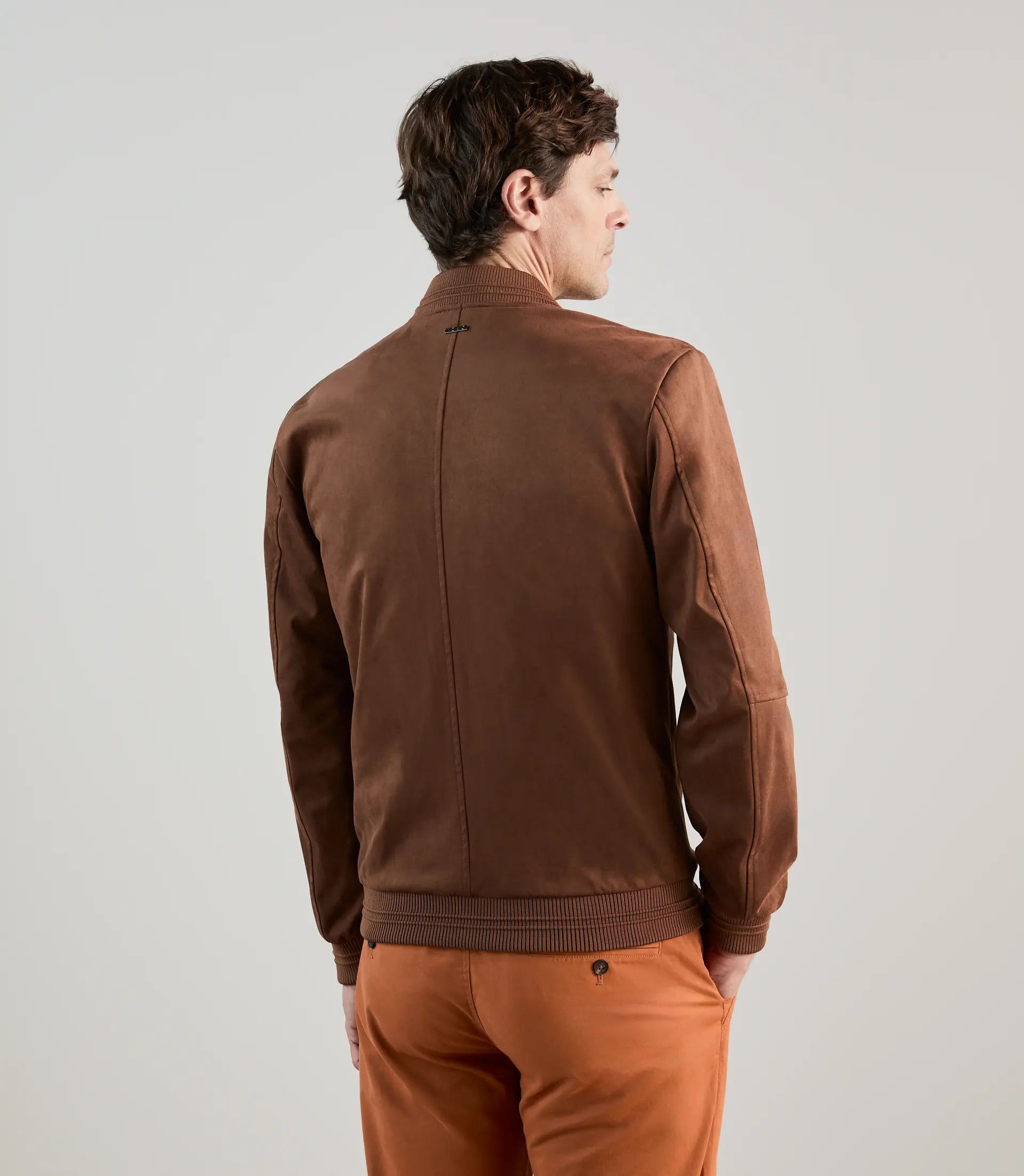 Blouson col teddy en suède marron - IZAC