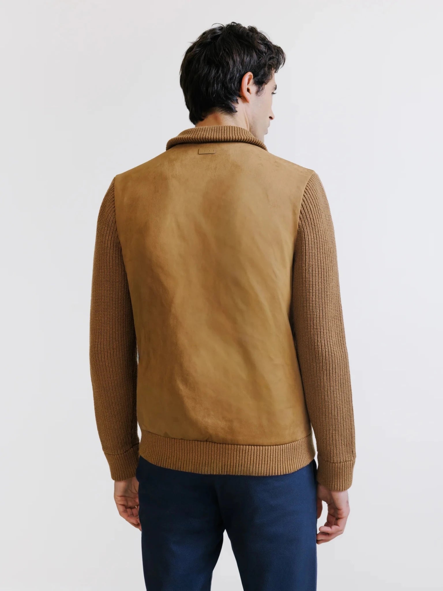 Gilet zippé bi-matière camel - IZAC