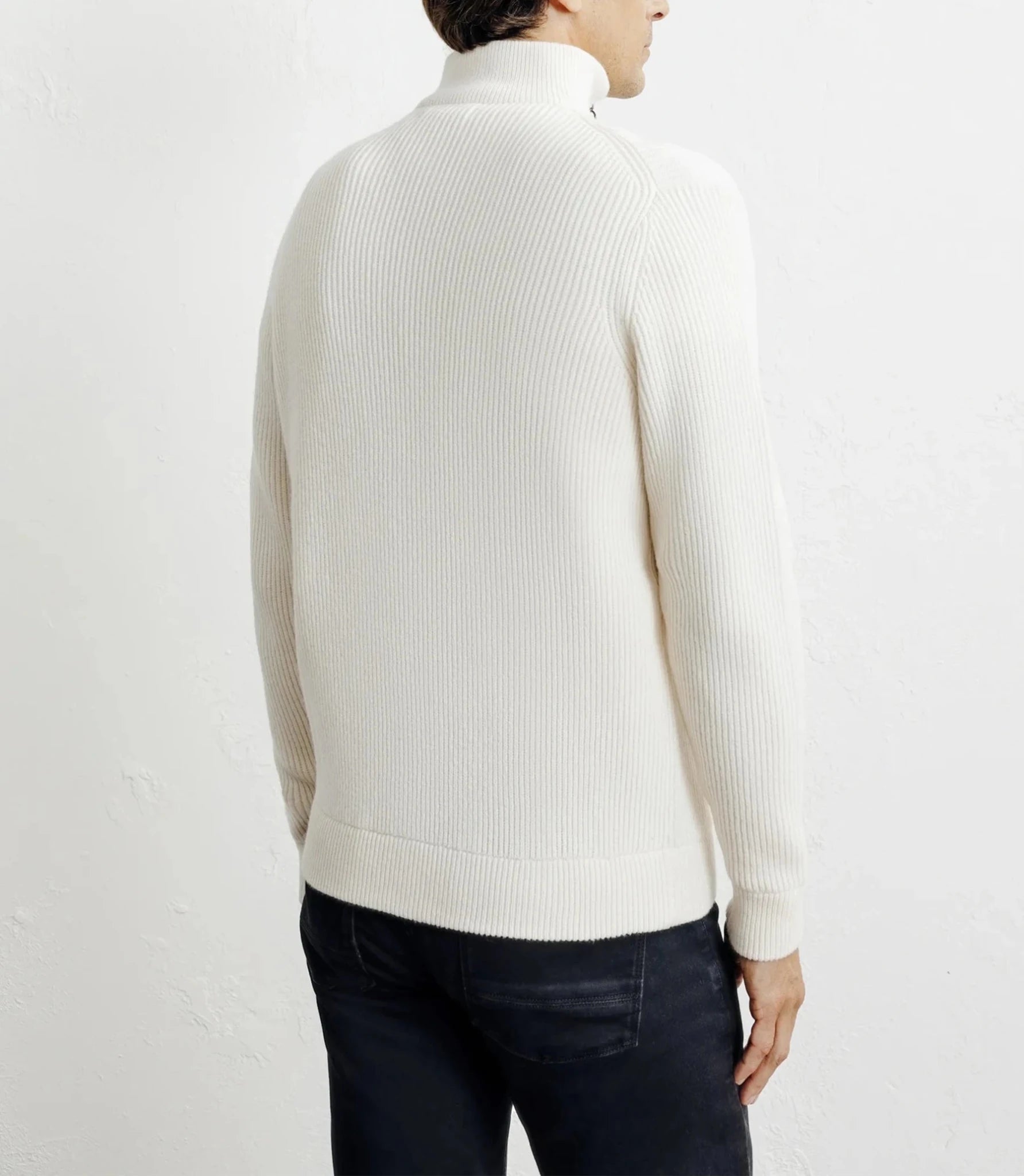 Ecru trucker-neck wool sweater
