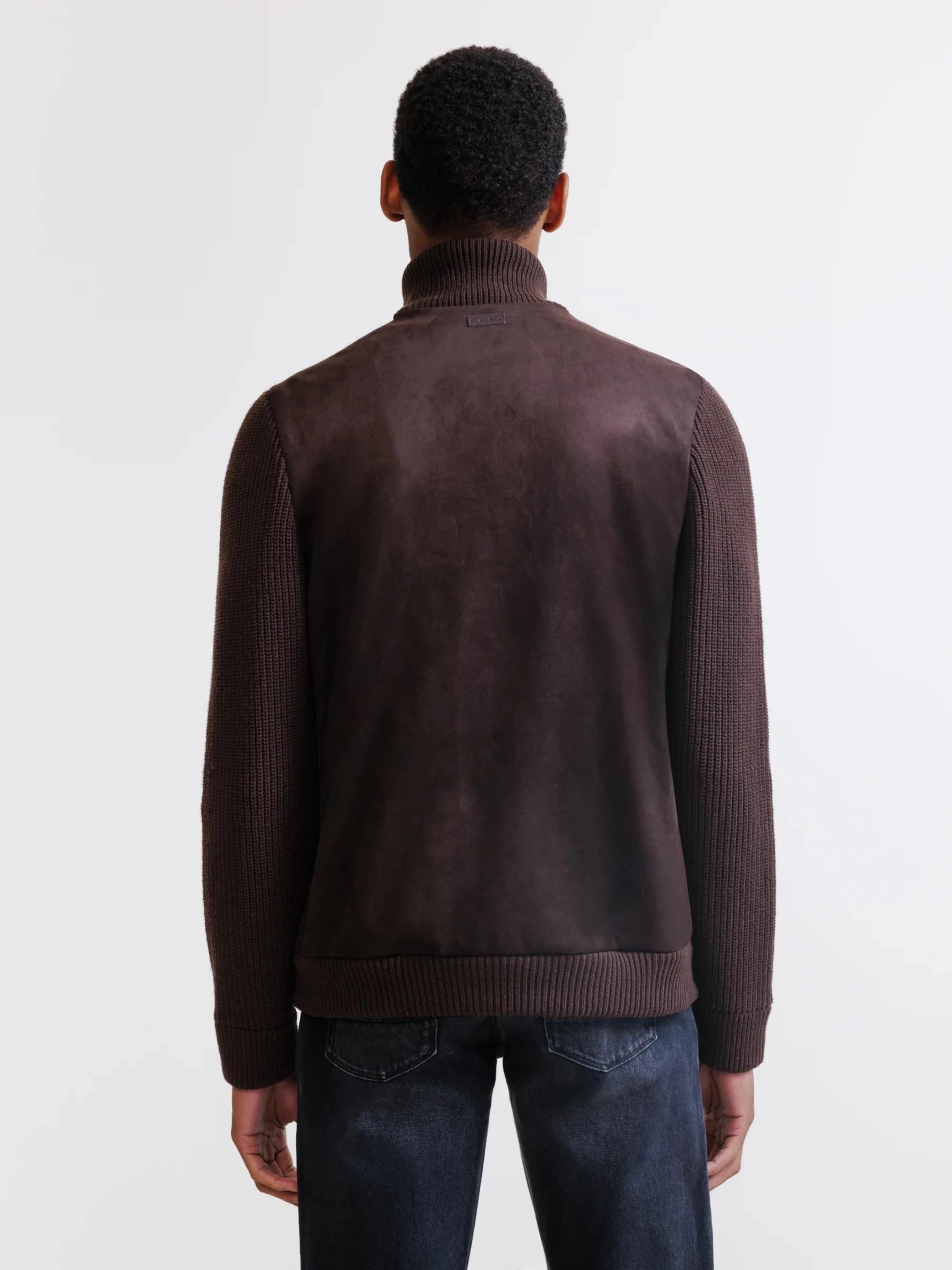 Gilet zippé bi-matière marron - IZAC