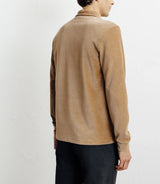 Camel long-sleeve button-down polo shirt