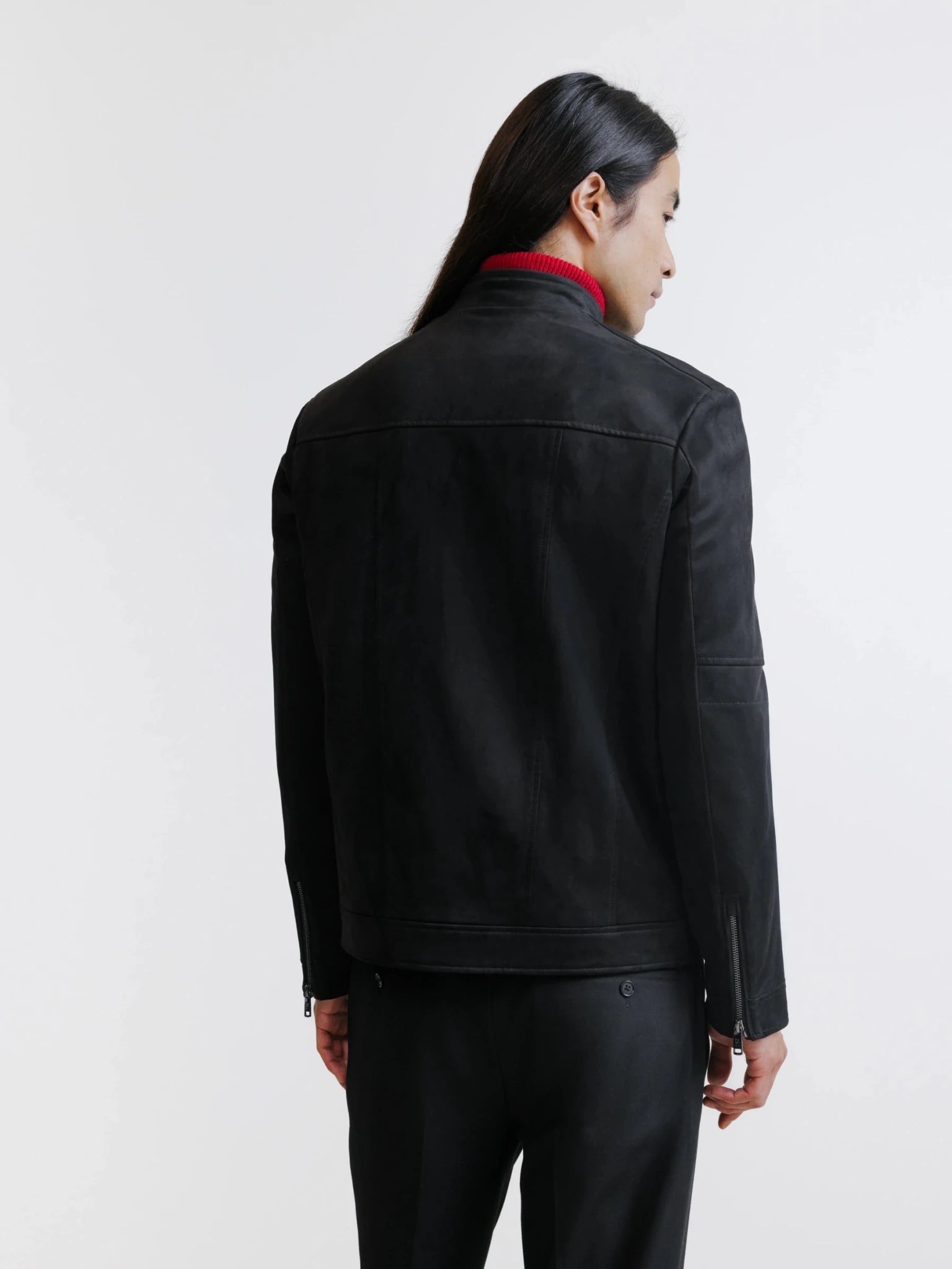 Blouson motard en suède noir - IZAC