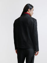 Blouson motard en suède noir