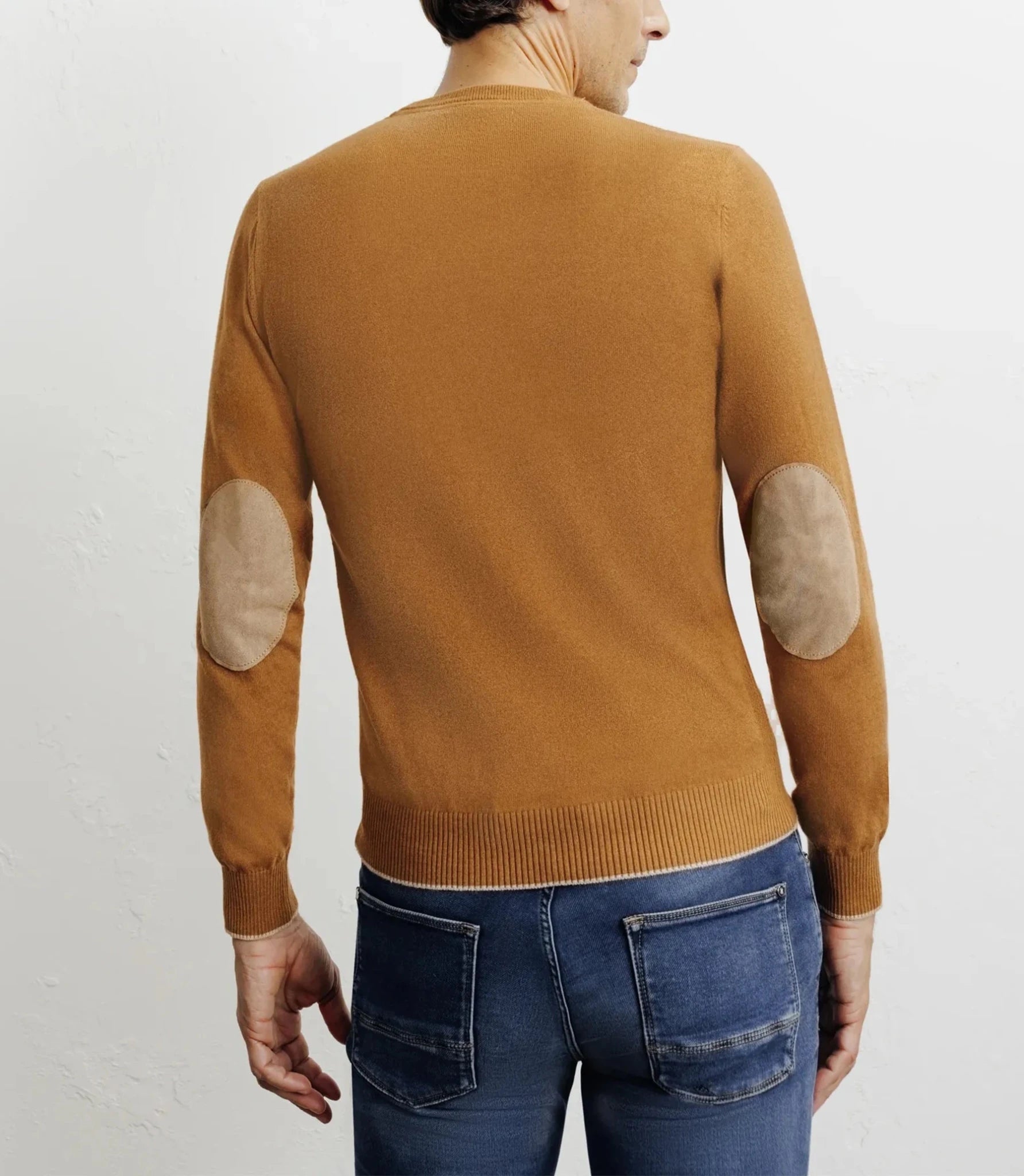 Pull col rond en coton camel foncé - IZAC