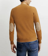 Round-neck sweater in camel cotton f