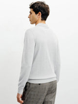 Pull col polo en laine mérinos gris - IZAC