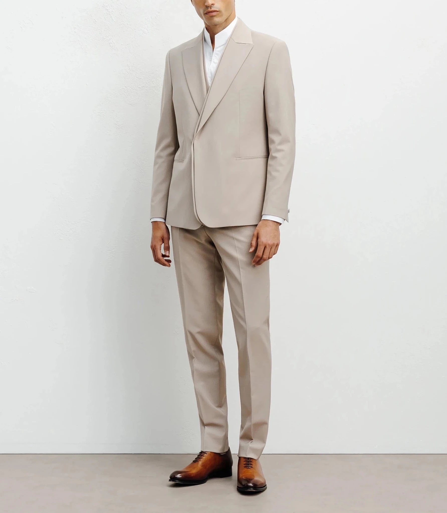 Costume croisé double col beige - IZAC