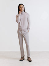 Beige merino wool turtleneck sweater