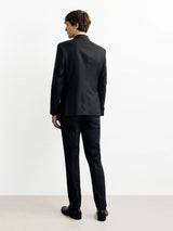 100% black wool suit