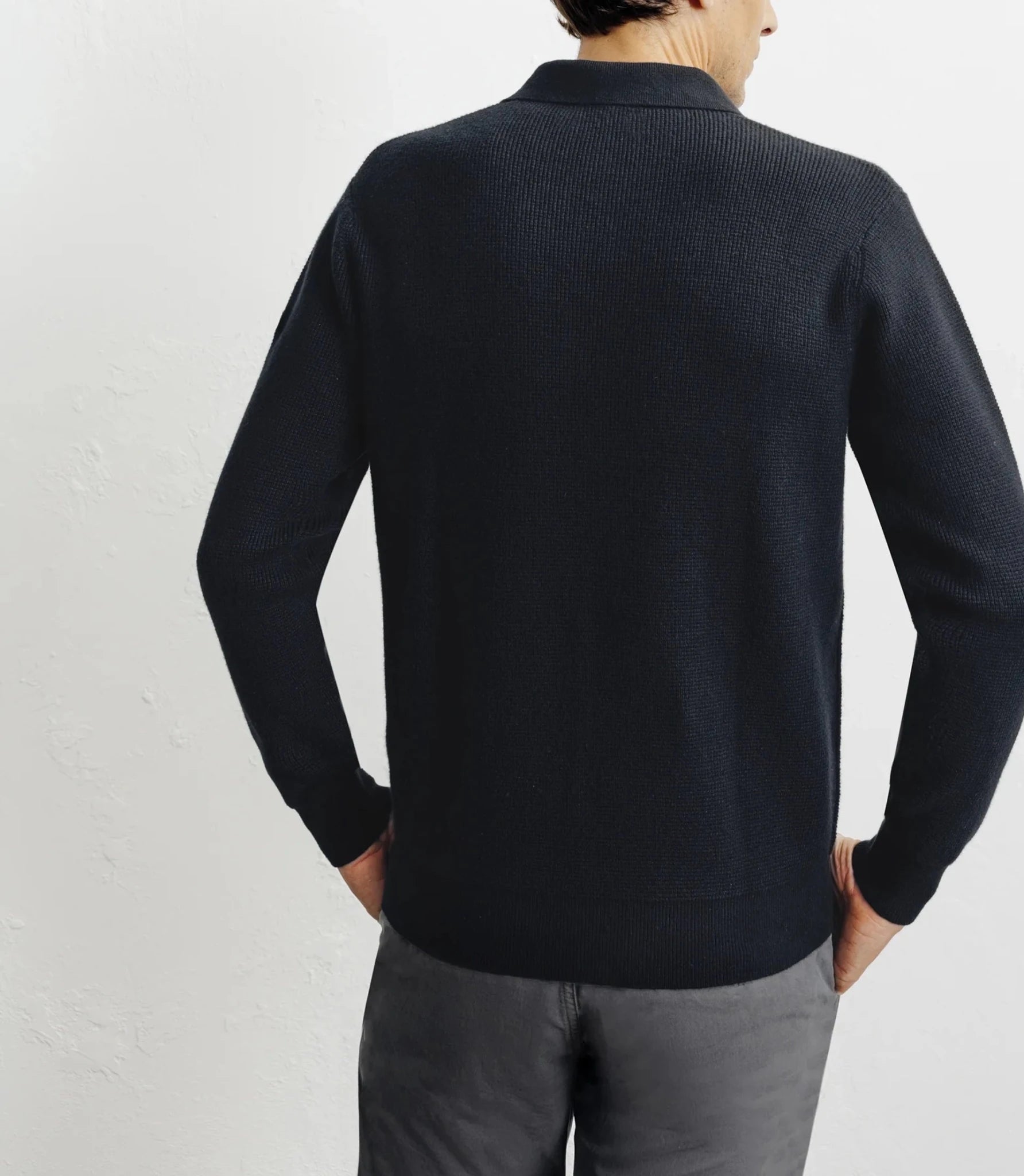 Pull col polo ouvert noir - IZAC