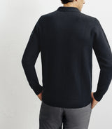 Pull col polo ouvert noir