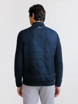 Two-material navy zipped vest