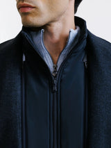 Manteau à parmenture amovible bleu denim