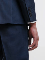 2-button suit, mostly wool, denim blue