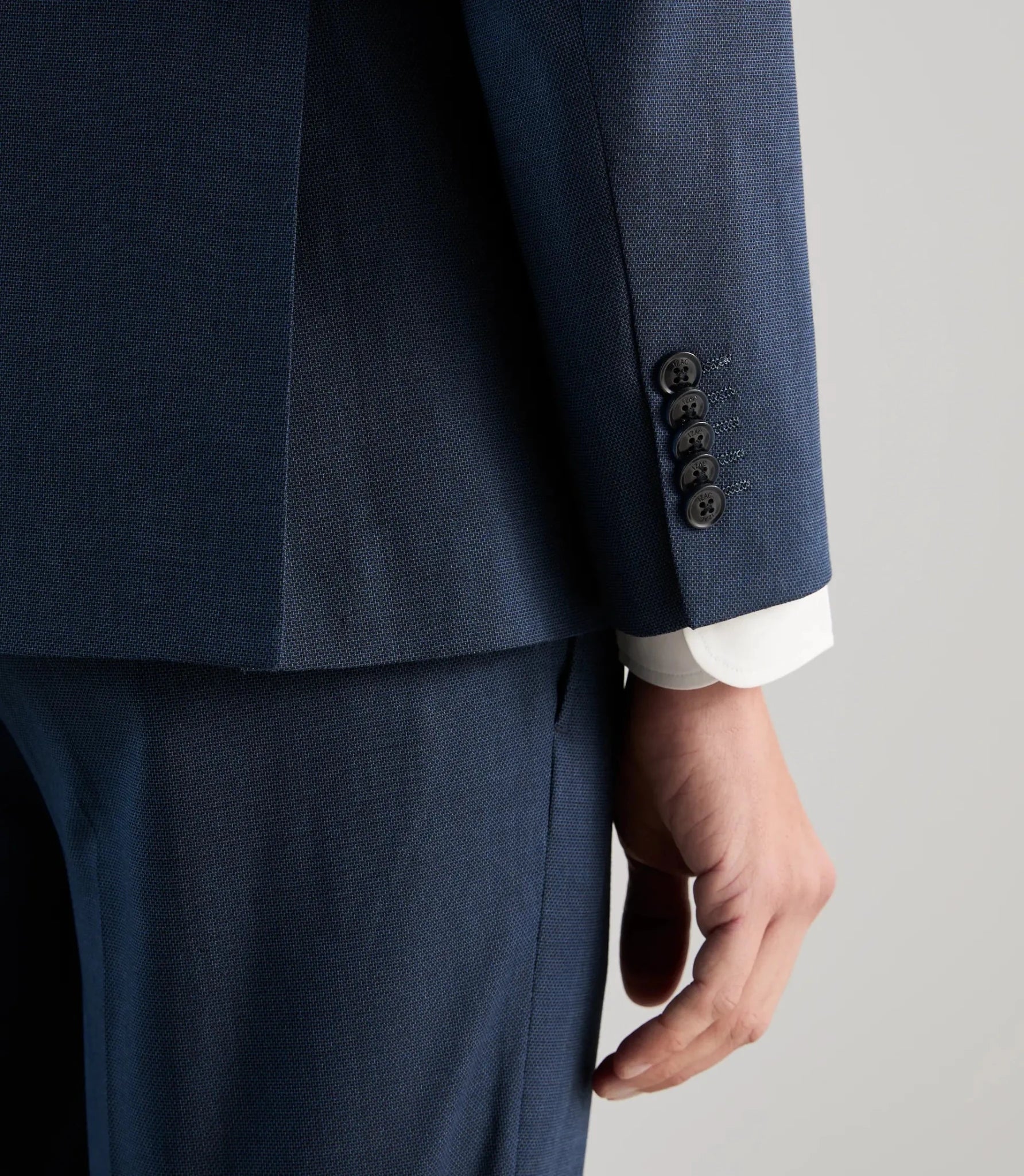 2-button blue denim suit