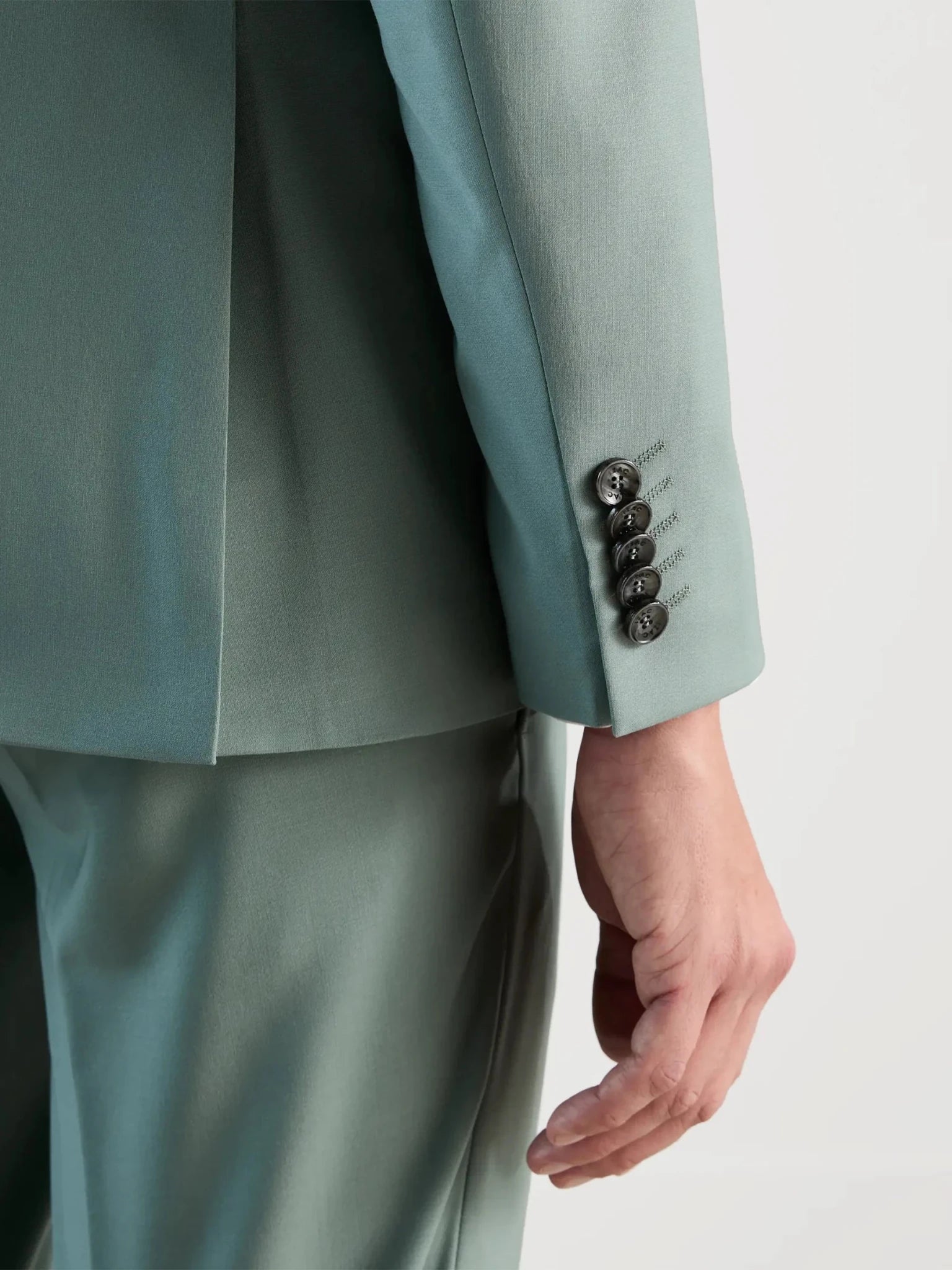 Costume 2 boutons en laine majoritaire vert clair - IZAC