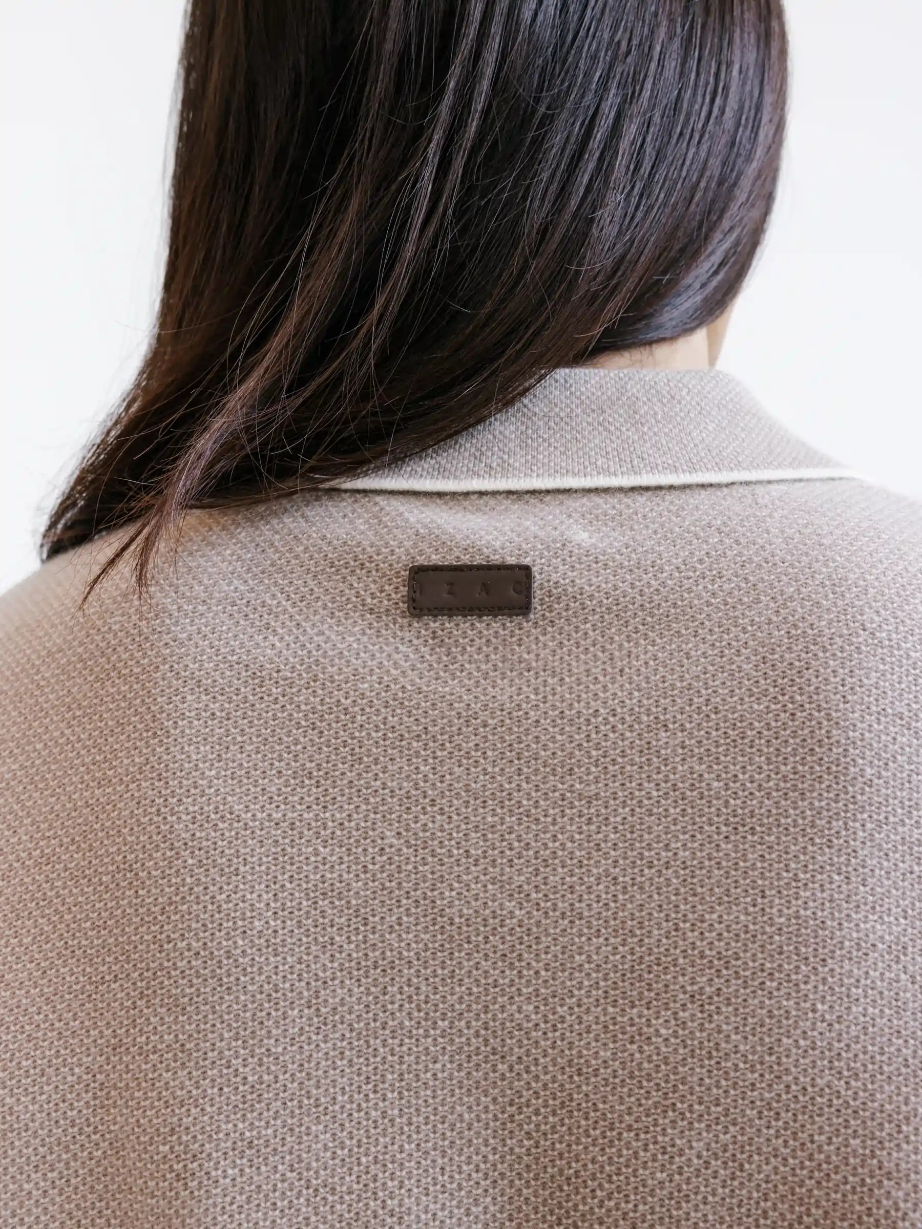 Beige zipped polo neck jumper