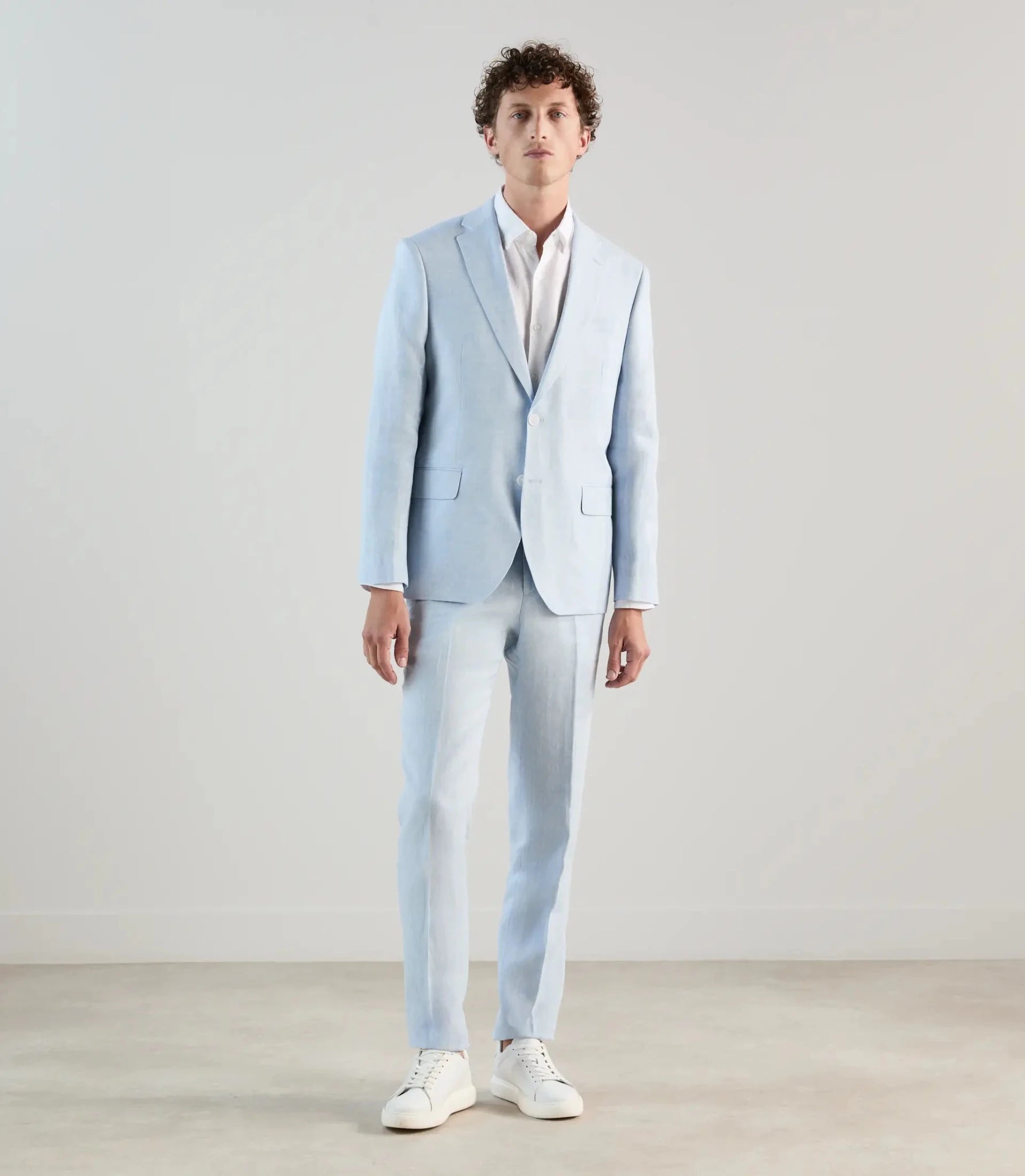 Pantalon ville 100% lin bleu ciel - IZAC
