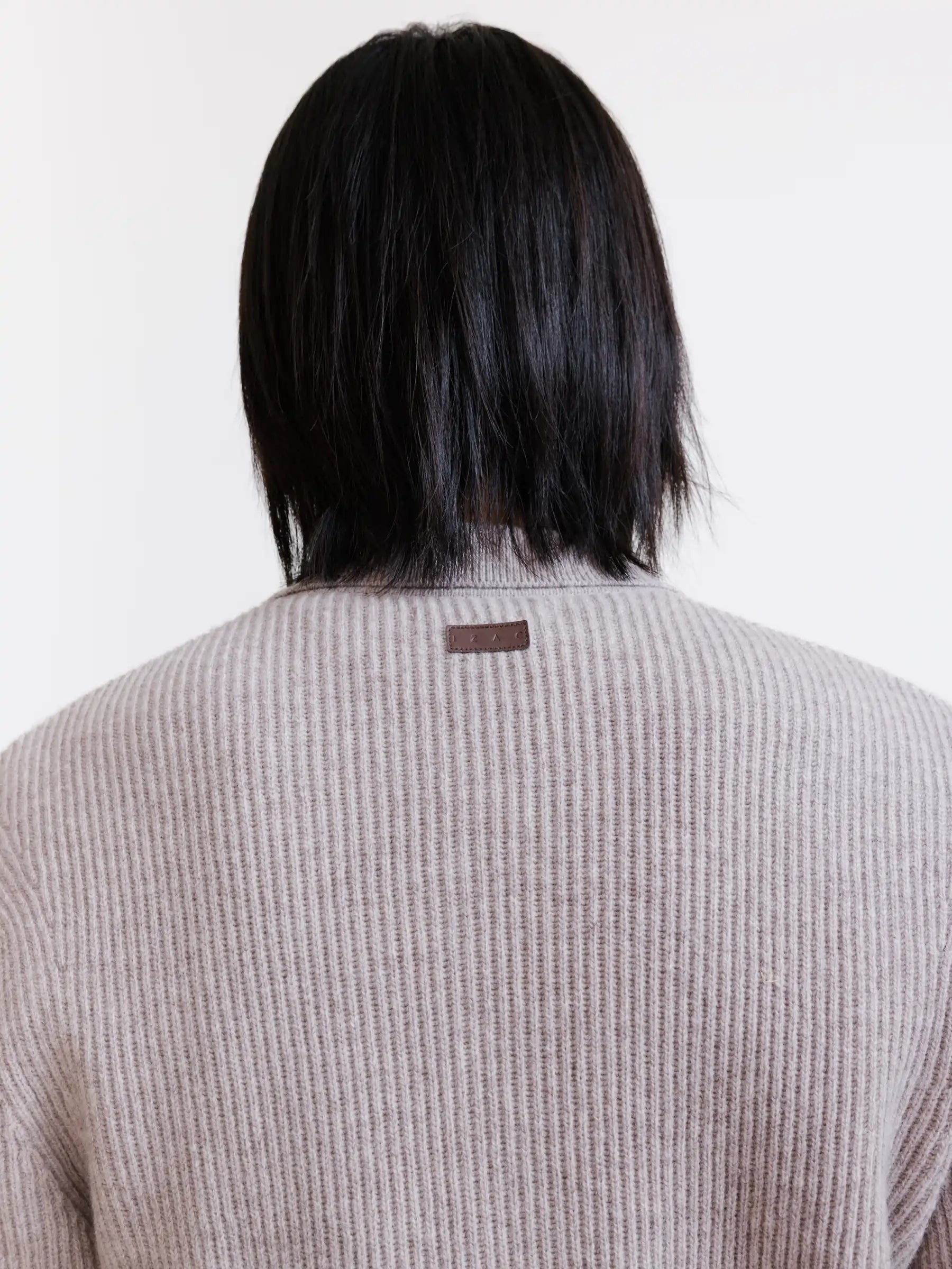 Beige wool collared cardigan