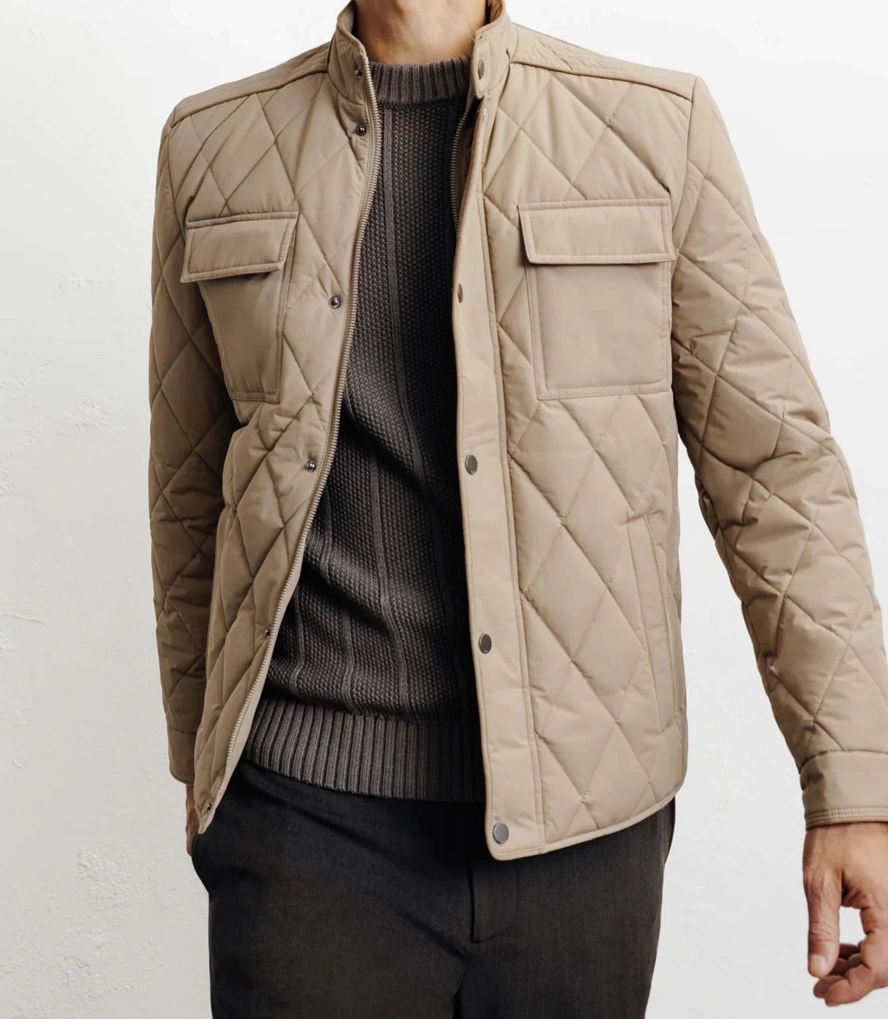 Blouson col chemise beige - IZAC