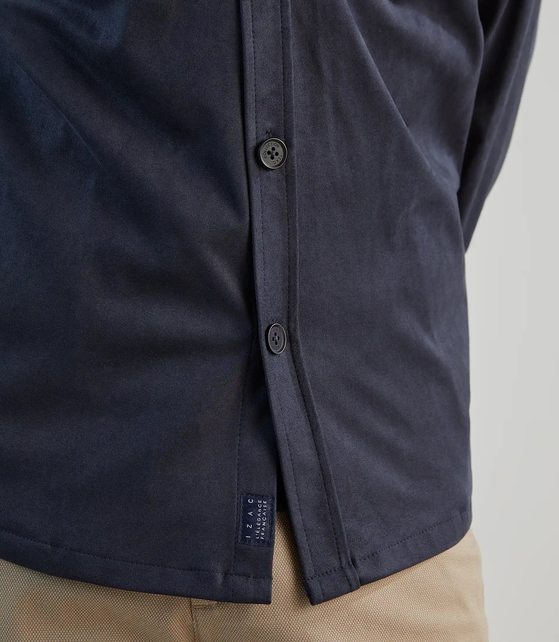 Chemise casual en suède marine - IZAC