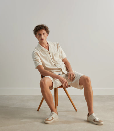 Chemise casual brodée beige - IZAC