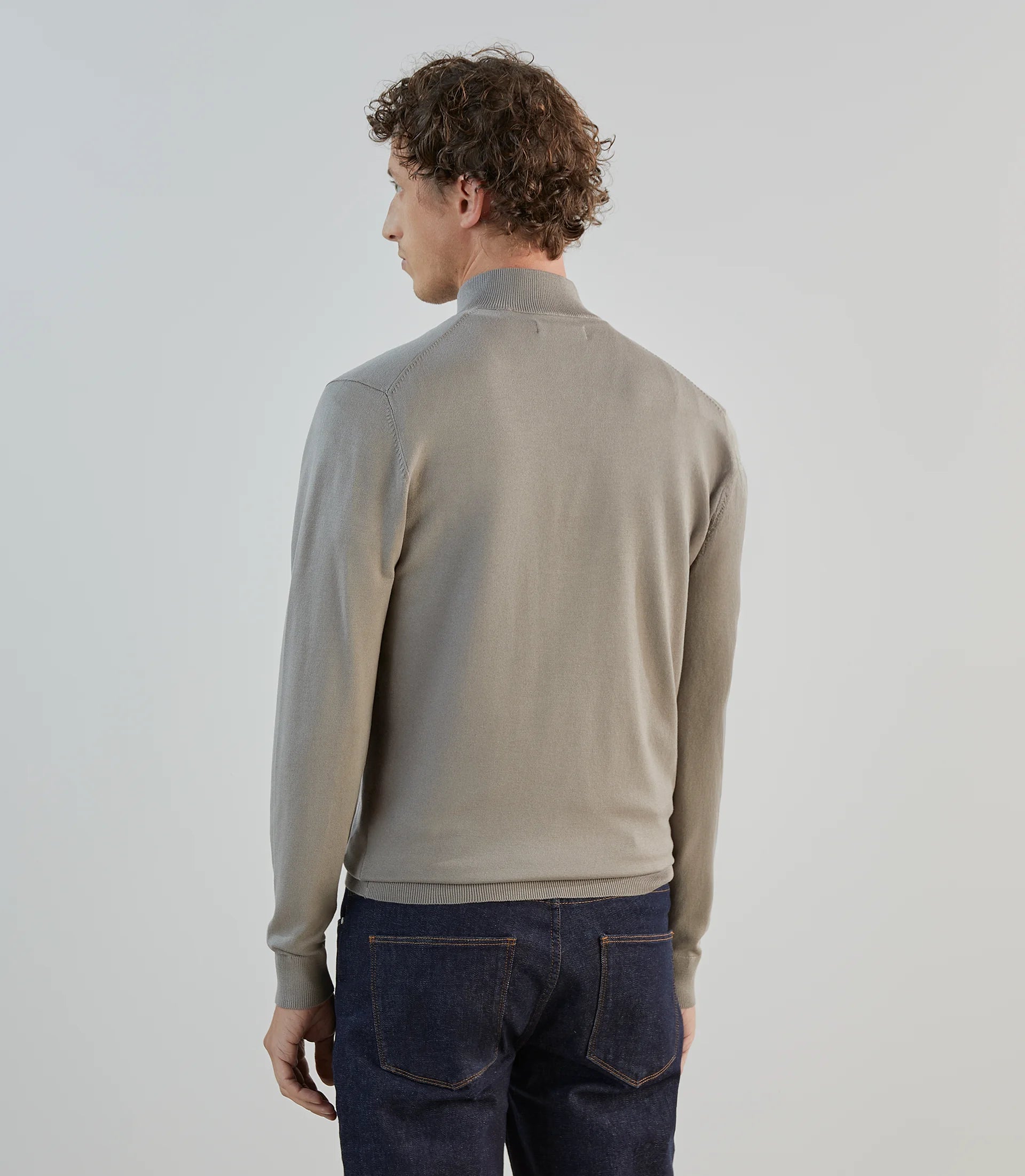 Pull demi - zip à col montant taupe - IZAC